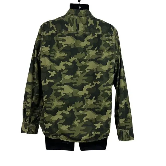 Goodfellow & Co Mens Camouflage Green Shirt Long Sleeve Button Front Medium - Picture 2 of 6
